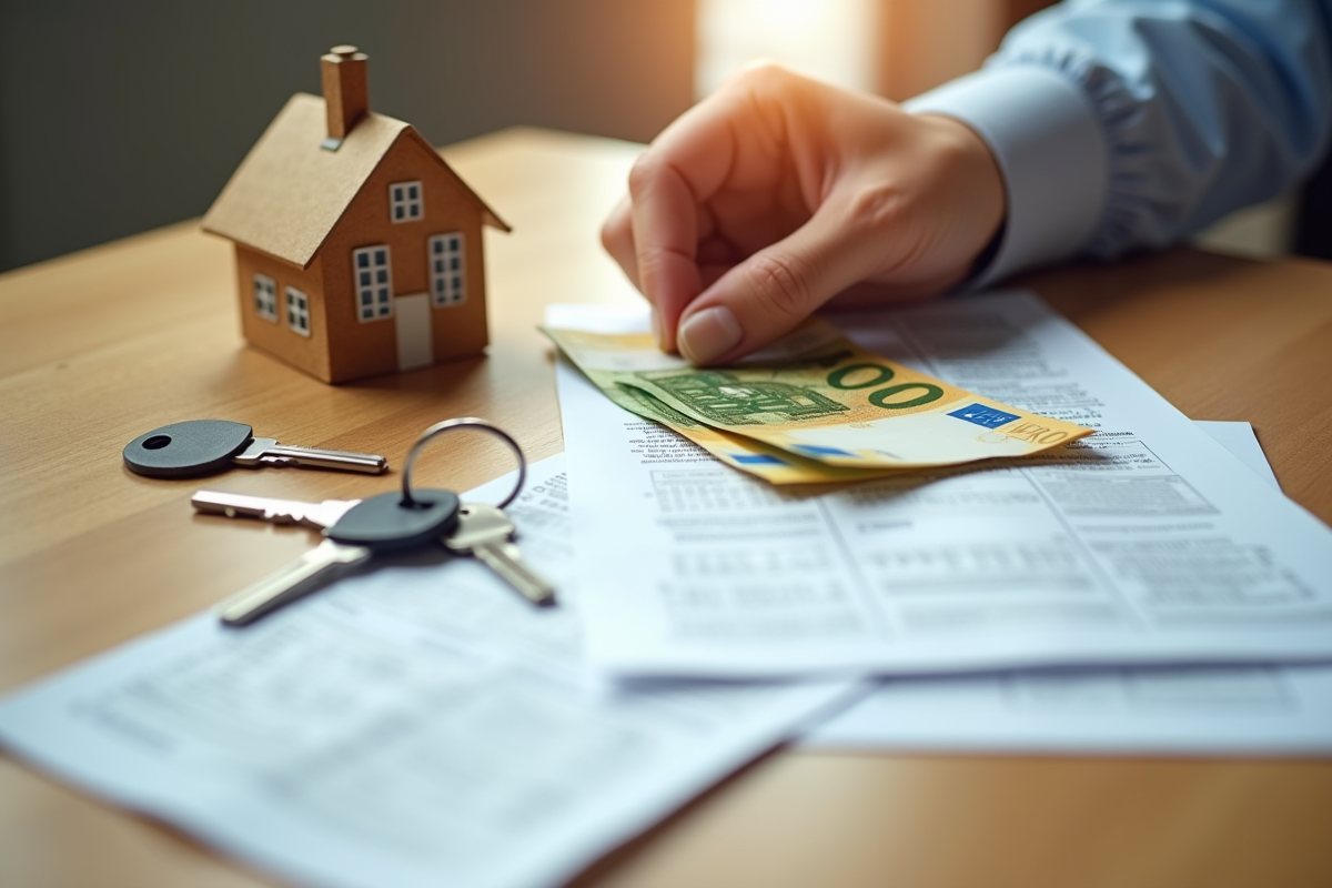 Main posant billets euro et permis de construire