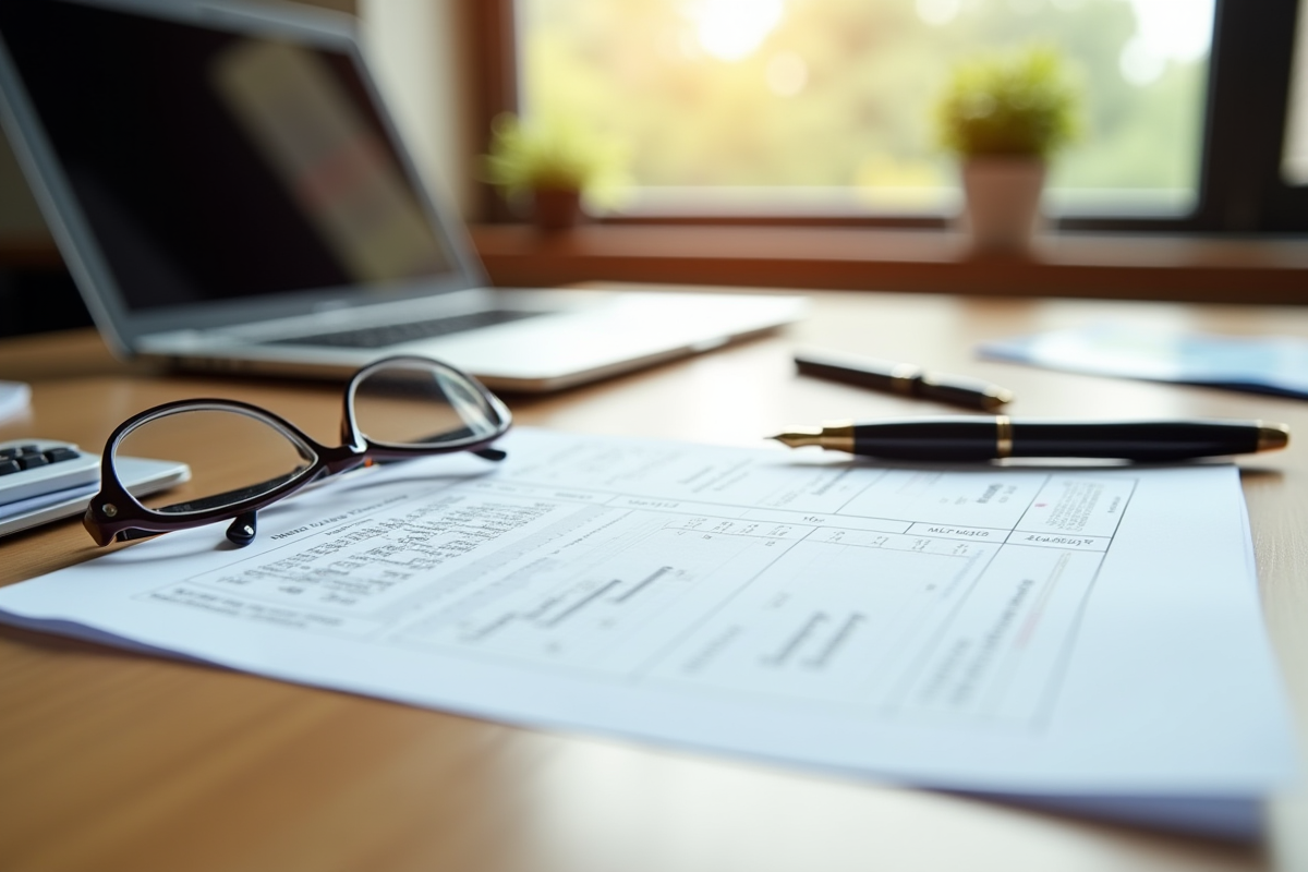 Documents financiers sur une table en lumière naturelle