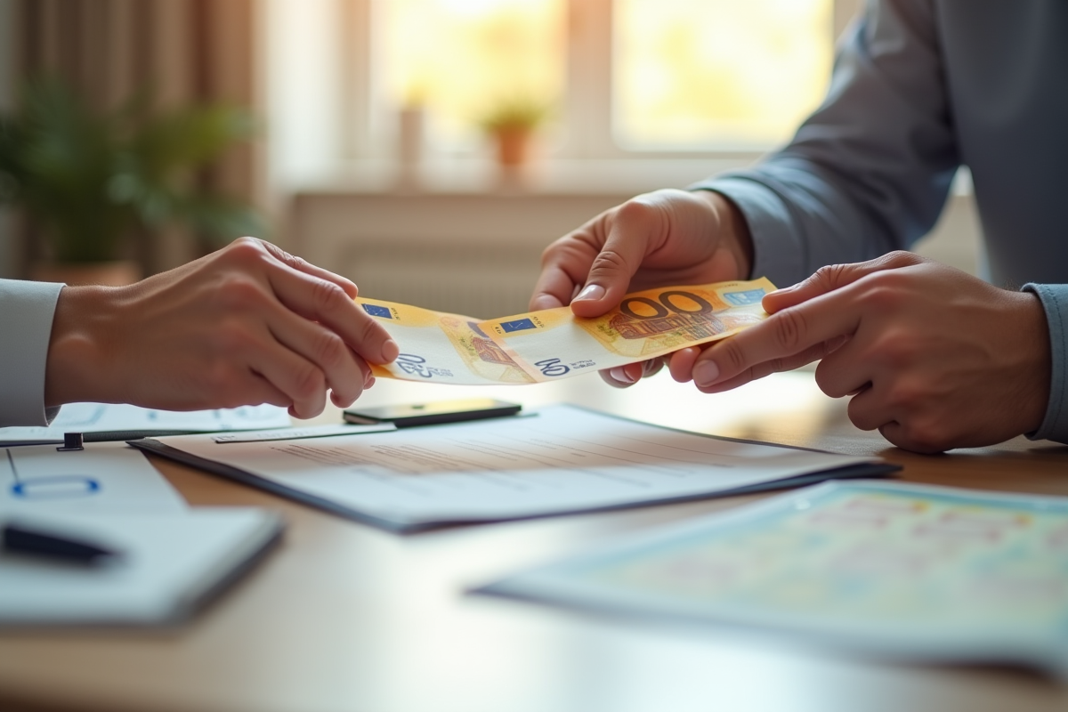 Deux mains échangeant des billets d