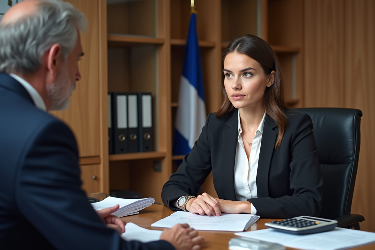 Jeune femme discutant avec un conseiller fiscal dans un bureau officiel