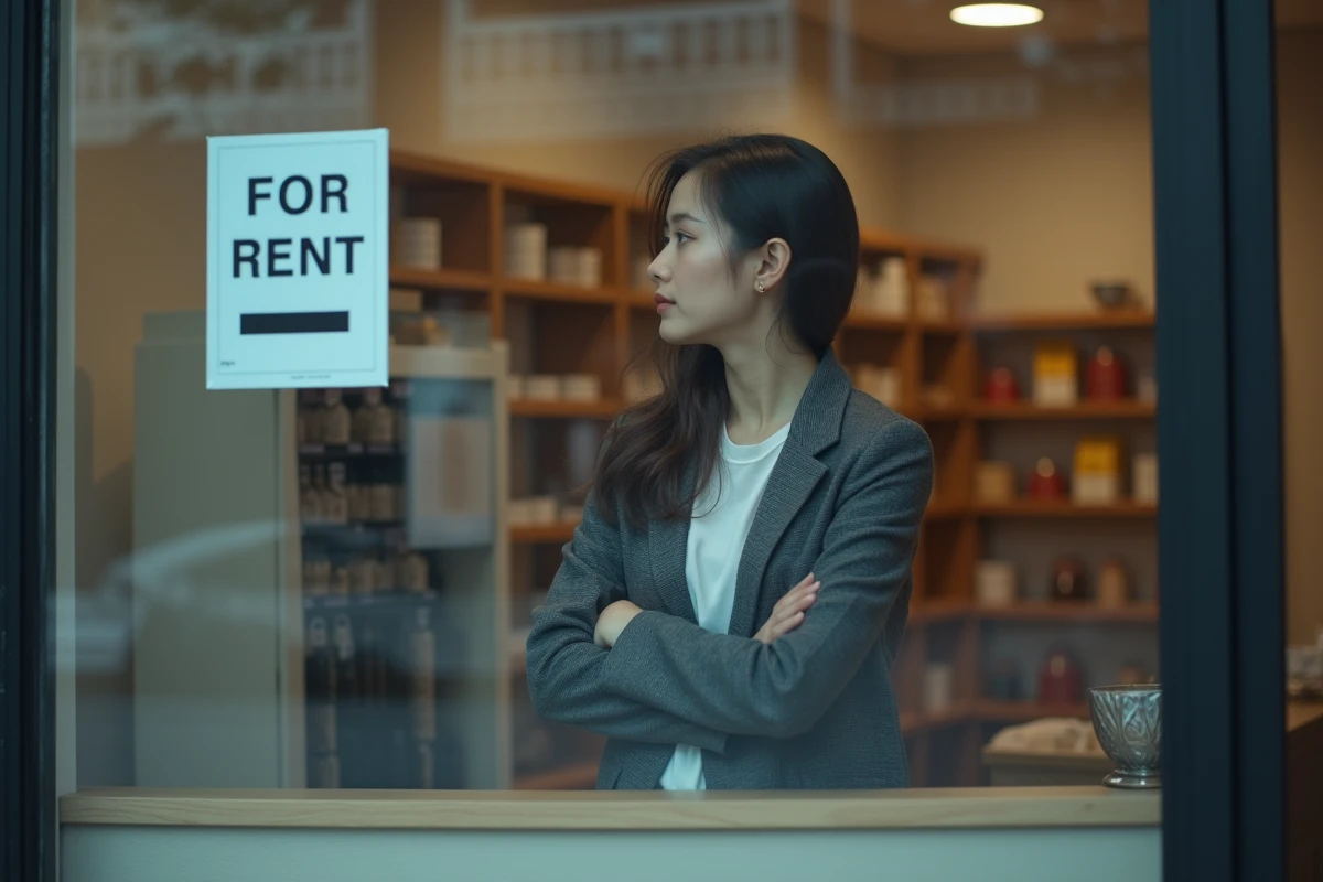 Jeune femme regardant par la vitrine d