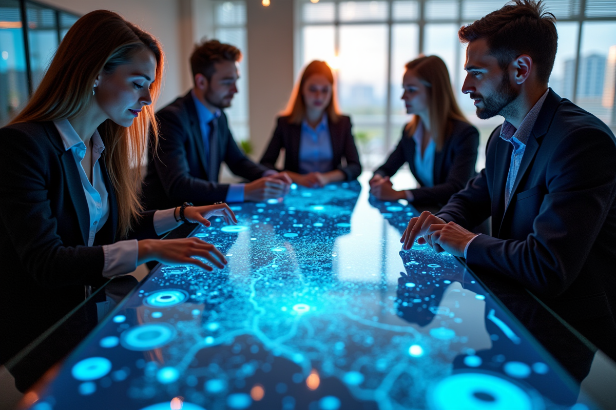 Groupe de professionnels autour d